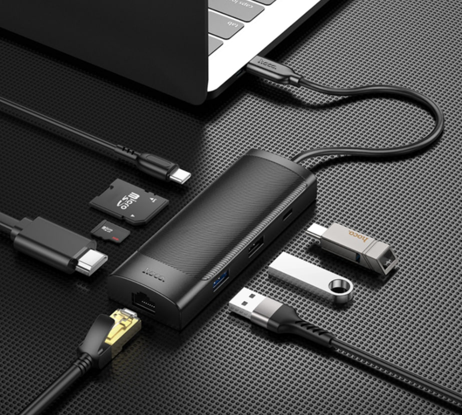 Мультиадаптер хаб Hoco HB44 Type-C 8-in-1